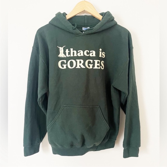 Ithaca Tops - Ithaca is Gorges green cotton hoodie size medium upstate ny